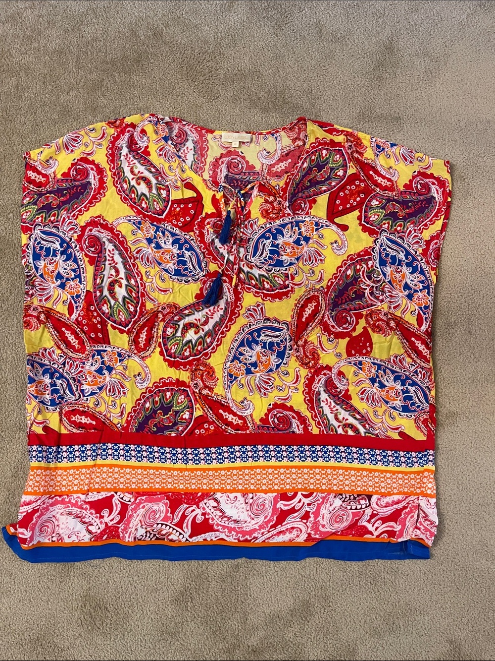 Lucy & Laurel Paisley Tie-Front Tunic 1X Flowy - Picture 5 of 7